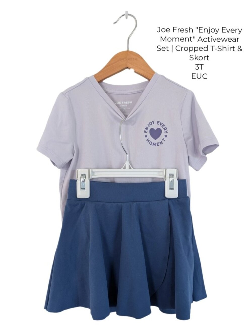 Joe Fresh "Enjoy Every Moment" Activewear Set | Cropped T-Shirt & Skort 3T Girls